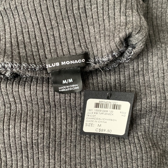 NWT Club Monaco Julie Rib turtleneck charcoal - M - Picture 2 of 2
